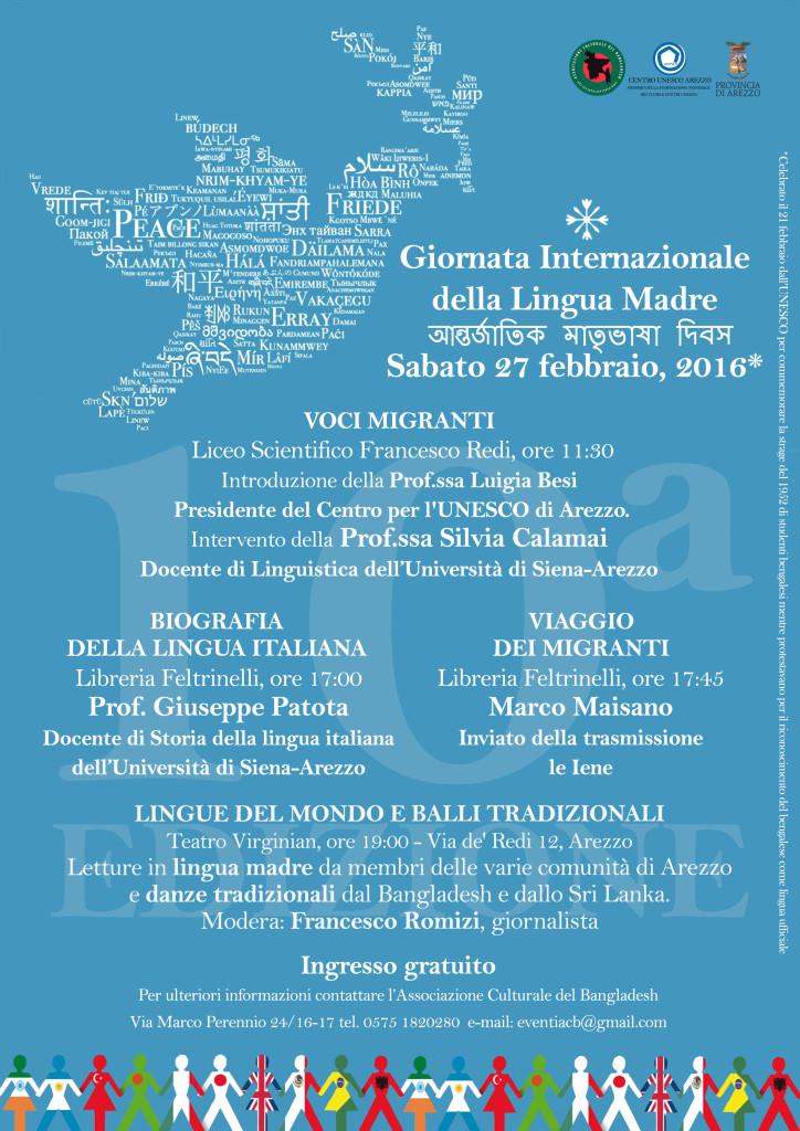 Sabato, anche ad Arezzo, le Celebrazioni per la Giornata Internazionale della Lingua Madre