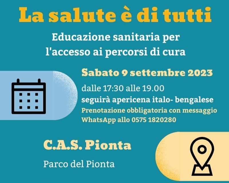 9 settembre 2023 CAS del Pionta, ACB organizza il laboratorio “La salute di tutti – percorsi di educazione sanitaria nella zona distretto aretina”